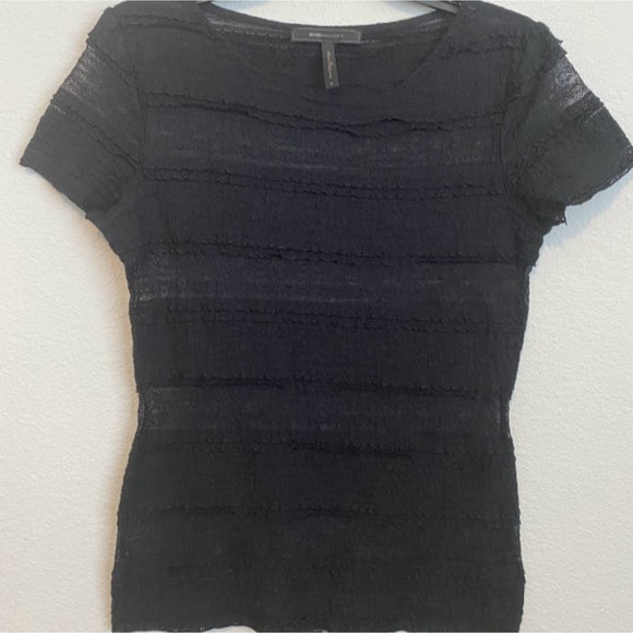 BCBGMaxAzria Tops - BCBGMaxAzria Lace Sheer Striped Top M